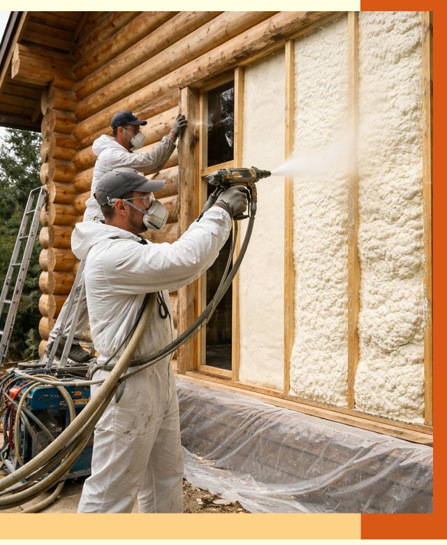 Утепление деревянного дома ППУ в ельце от 4313 руб/м2 | ТепломастерЕлц — под ключ