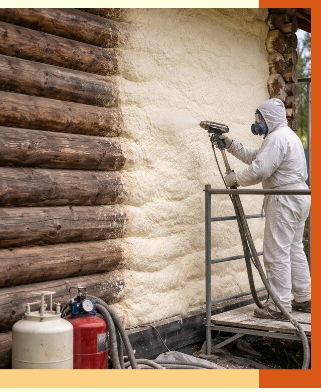 Утепление бревенчатого дома ППУ в ельце под ключ от 6418 руб. | ТепломастерЕлц