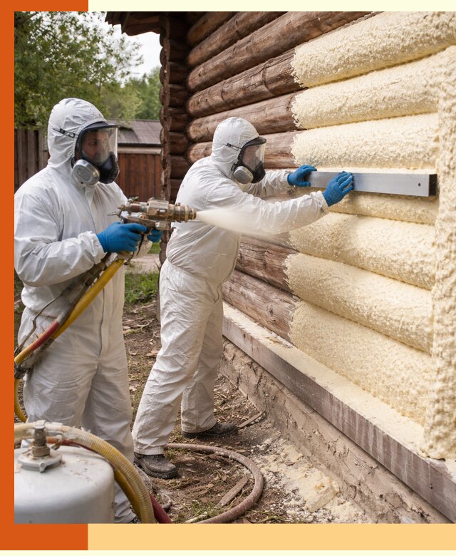 Утепление бревенчатого дома ППУ в ельце эффективной изоляцией