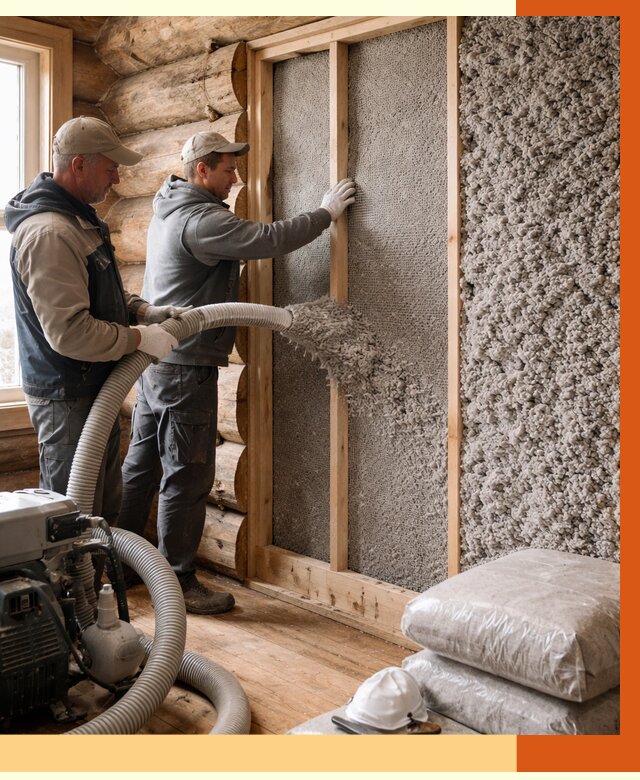 Утепление бревенчатого дома эковатой в ельце от 2824 руб. | ТепломастерЕлц