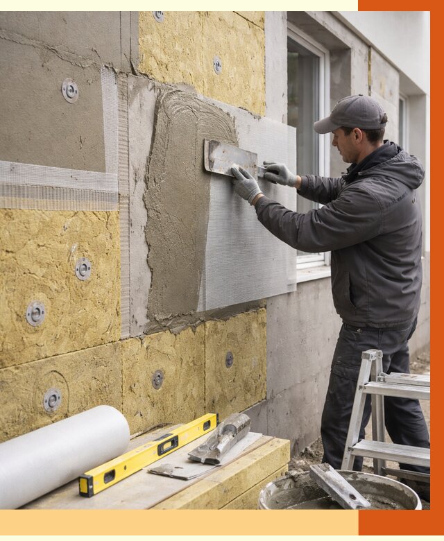 Утепление фасада под штукатурку в ельце от 4313 руб/м2 — монтаж пенопластом и минватой | ТепломастерЕлц