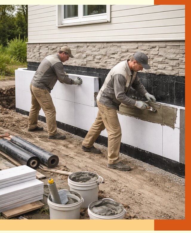 Утепление фундамента снаружи в ельце от 4313 руб. за м² | ТепломастерЕлц