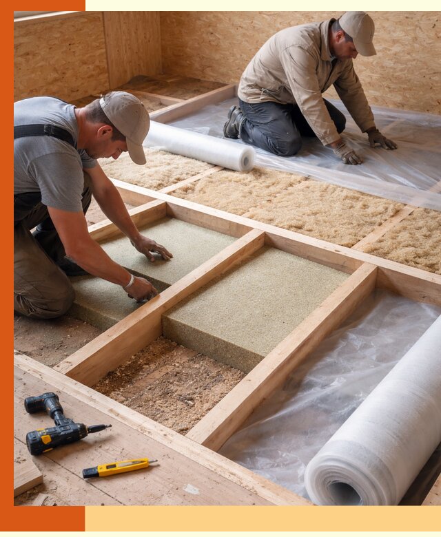 Профессиональное утепление деревянного пола в ельце