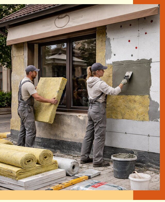 Утепление кафе в ельце от 4313 руб/м2 — комплексно под ключ | ТепломастерЕлц