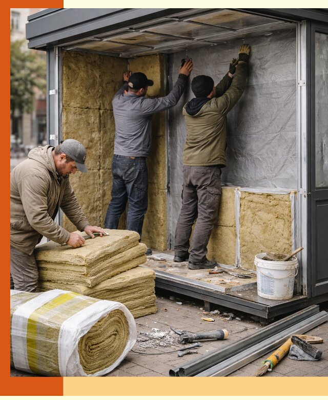 Утепление павильона шаурмы под ключ в ельце