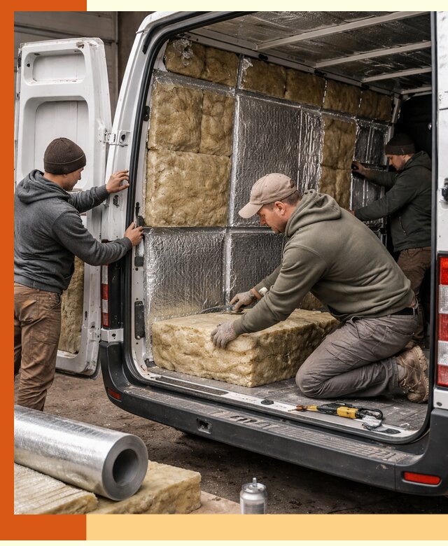Утепление фургона в ельце: профессиональная теплоизоляция и шумоизоляция