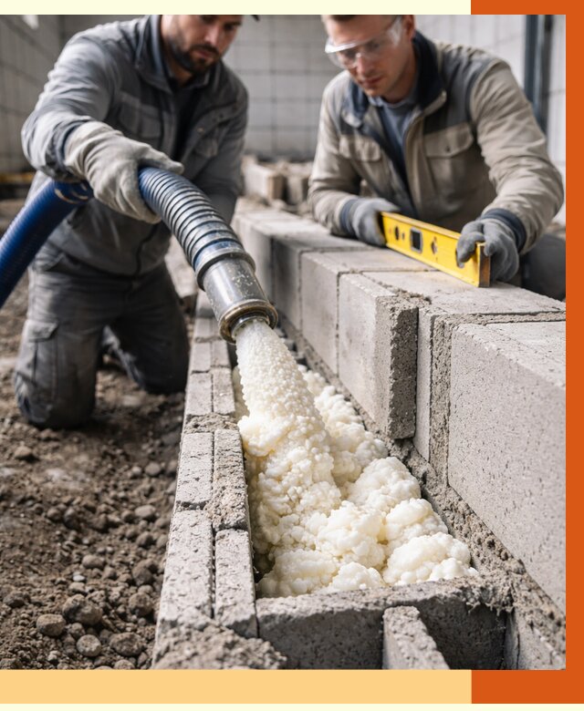 Заполнение колодцевой кладки ППУ в ельце от 4313 руб. за м2 | ТепломастерЕлц