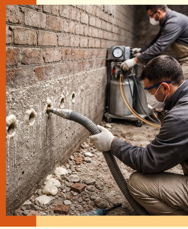 Заполнение колодцевой кладки ППУ в ельце быстро и герметично