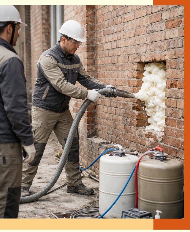 Заливка ППУ в пустоты кирпичной стены в ельце от 2824 руб. | ТепломастерЕлц