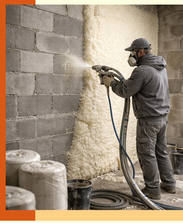 Утепление блочной стены ППУ в ельце качественно и надёжно