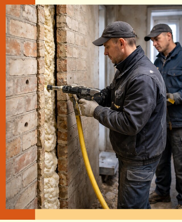 Межстеновое утепление пенополиуретаном в ельце