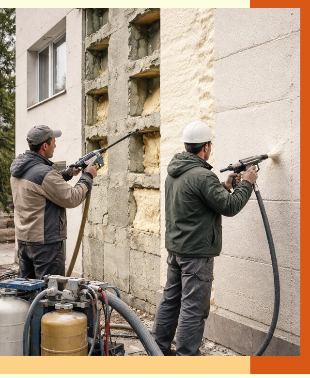 Заполнение пустот фасада в ельце от 4621 руб. — утепление пустот облицовки | ТепломастерЕлц