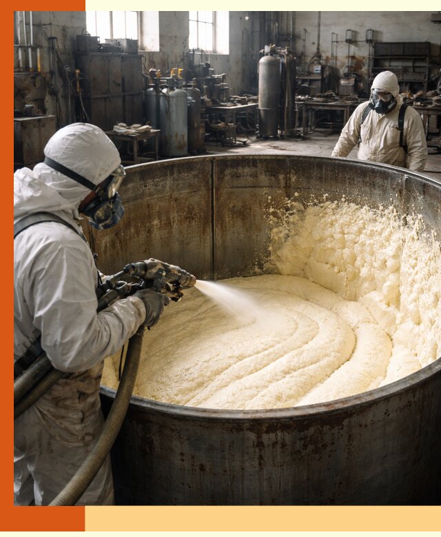 Заливка ппу в емкости с полной изоляцией и герметизацией в ельце