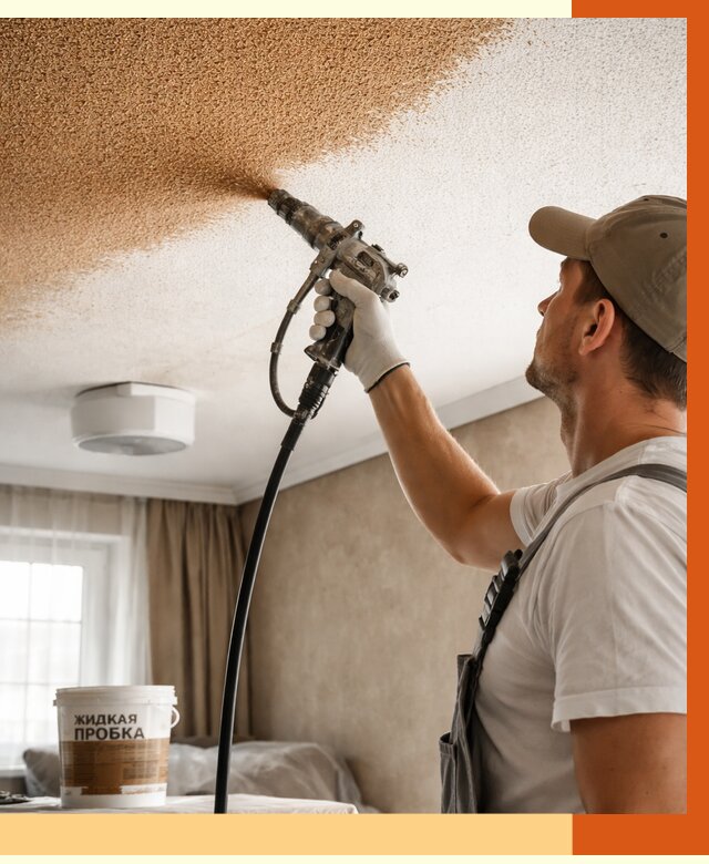 Утепление потолка жидкой пробкой в ельце от 3594 руб. | ТепломастерЕлц