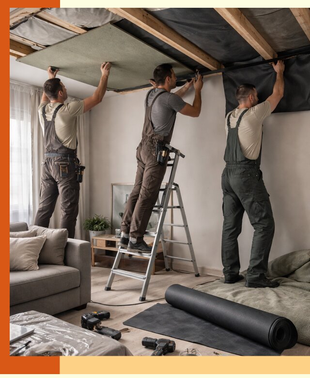 Шумоизоляция потолка в ельце — профессиональное устранение шумов