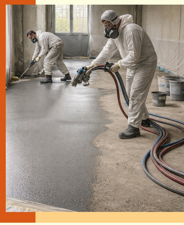 Гидроизоляция полимочевиной полов и конструкций в ельце