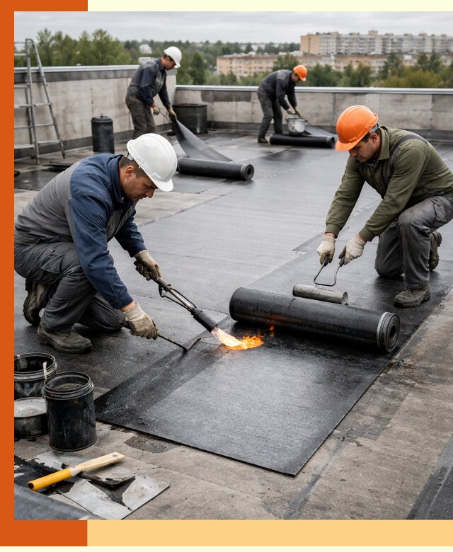 Профессиональная гидроизоляция плоской кровли в ельце