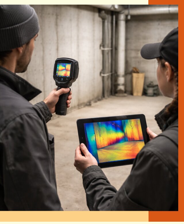 Тепловизионное обследование подвала в ельце от 4621 руб. — проверка гидроизоляции | ТепломастерЕлц