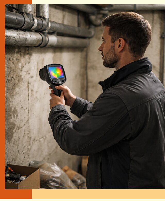 Тепловизионное обследование подвала в ельце для поиска утечек тепла