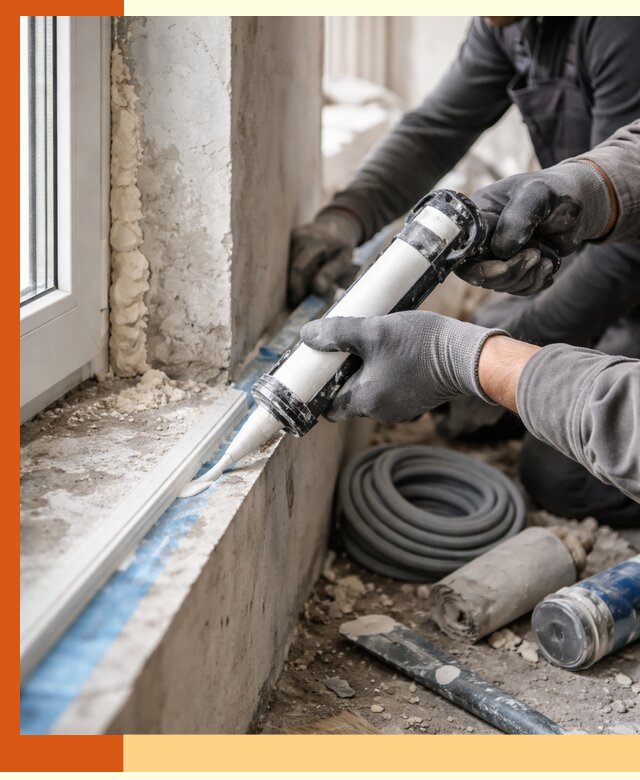 Герметизация стыков и примыканий зданий в ельце