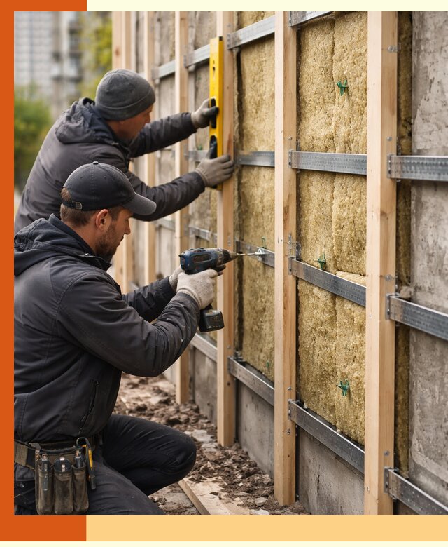 Монтаж обрешетки под утепление зданий и квартир в ельце